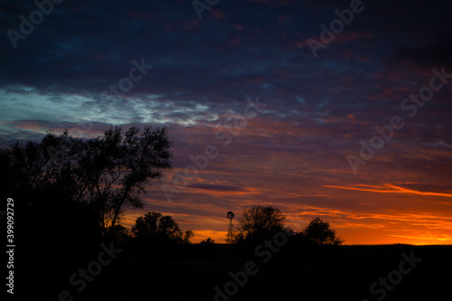 Colorful sunset in Nebraska