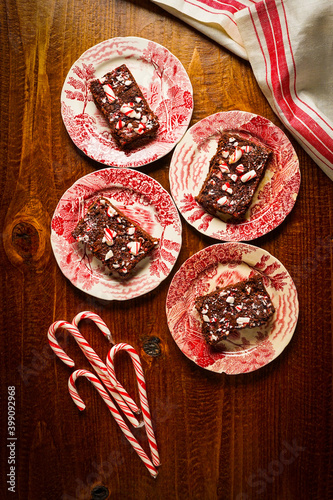 Chocolate peppermint brownies with candy canes