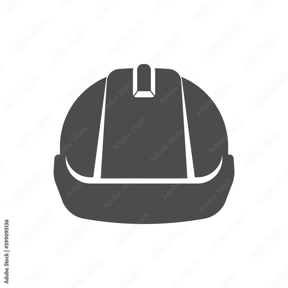 Safety construction helmet icon. Front view construction helmet sign Vector illustration.