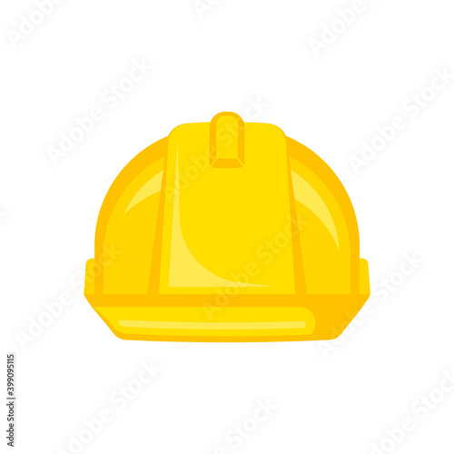 Yellow safety construction helmet. Front view construction helmet Vector illustration.