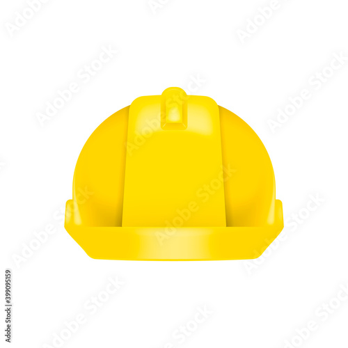 Yellow safety construction helmet. Front view construction helmet Vector illustration.
