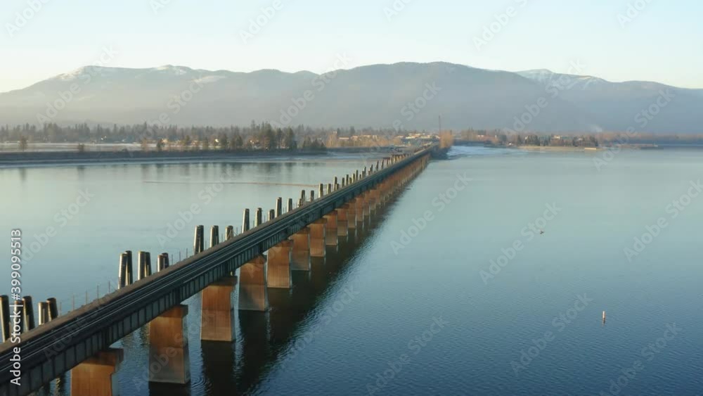 Aerial view of train trestle toward Sandpoint Idaho Aerial view of train trestle toward Sandpoint Idaho