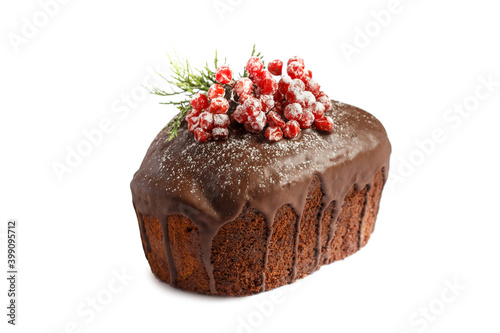 Chocolate cake isolaten on white background photo