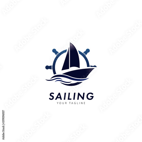 Sailboat Logo Design Template Flat Style Design Vector