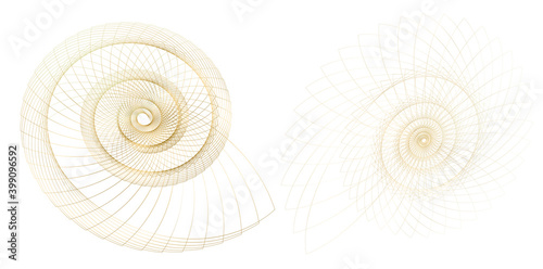 Abstract spiral rainbow design element on white background of twist lines