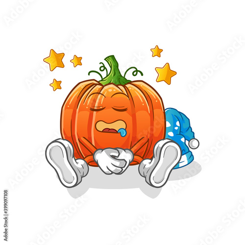 pumpkin sleeping character. cartoon mascot vector