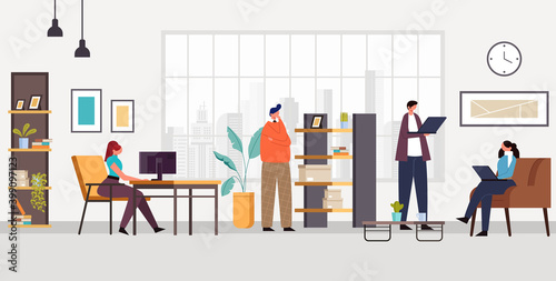 Office people characters life concept. Vector flat cartoon graphic design illustration