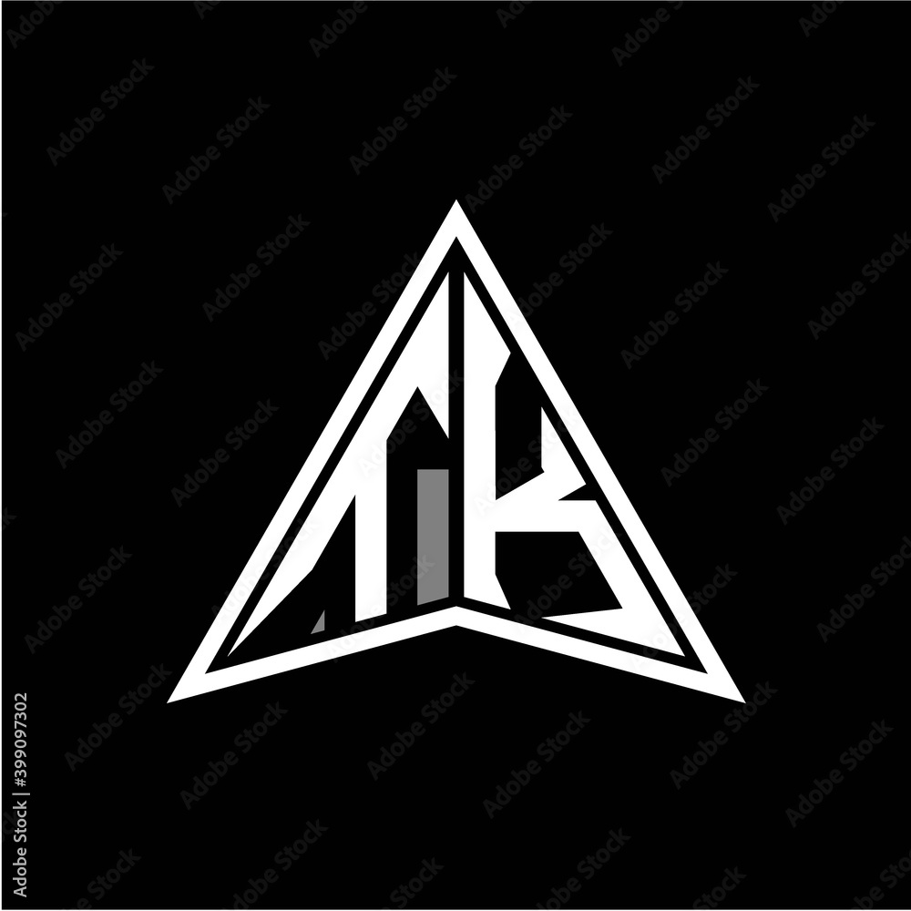 T K initials in the form of a modern minimalist arrow. perfect for letters, game profiles, computer arrows and more