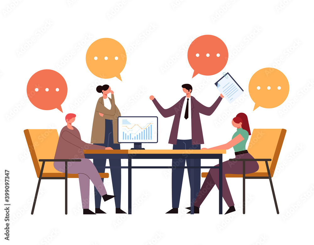 Business people office workers characters collective team thinking. Working project process concept. Vector flat graphic design illustration Business people office workers characters collective team thinking. Working project process concept. Vector flat graphic design illustration