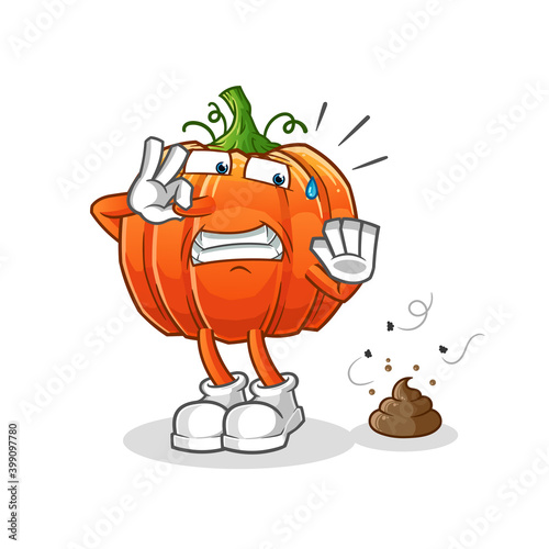 pumpkin with stinky waste illustration. character vector