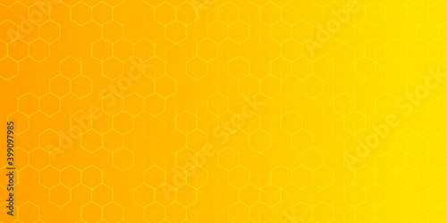 Yellow gradient background.Molecular compound.Hexagons on Yellow background.Vector illustration.
