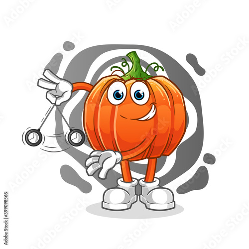 pumpkin hypnotizing cartoon. cartoon mascot vector