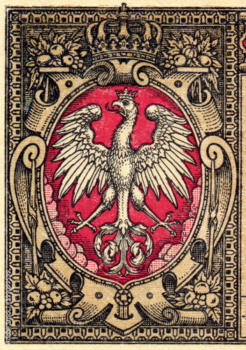 Orzeł Biały - Polska Krajowa Kasa Pożyczkowa - fragment banknotu 1 marka polska z datą 9 grudnia 1916 / 1917									
