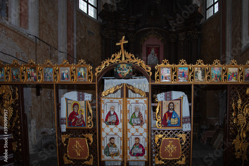  Interior of Roman Catholic Church of Nativity of the Blessed Virgin Mary in Komarno, Lviv region, Ukraine