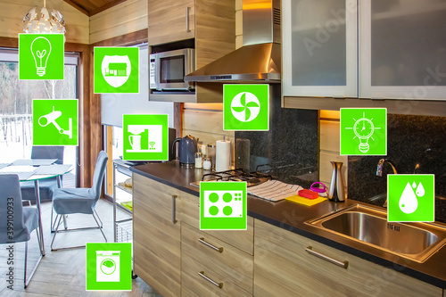 Smart home icons on backgro...