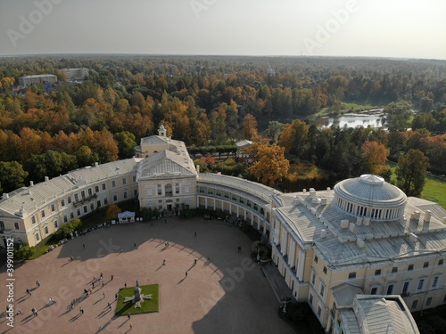 Pavlovsk Palace near Saint-Petersburg. Autumn. beautiful park Aerial view. photo