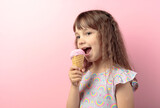 Adorable little girl with delicious ice cream.