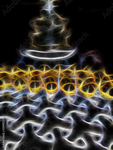 abstract festive background of bright yellow beads scattered on a light background