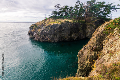 Turquoise Water in Bowman Bay, Deception Pass State Park, Washington photo