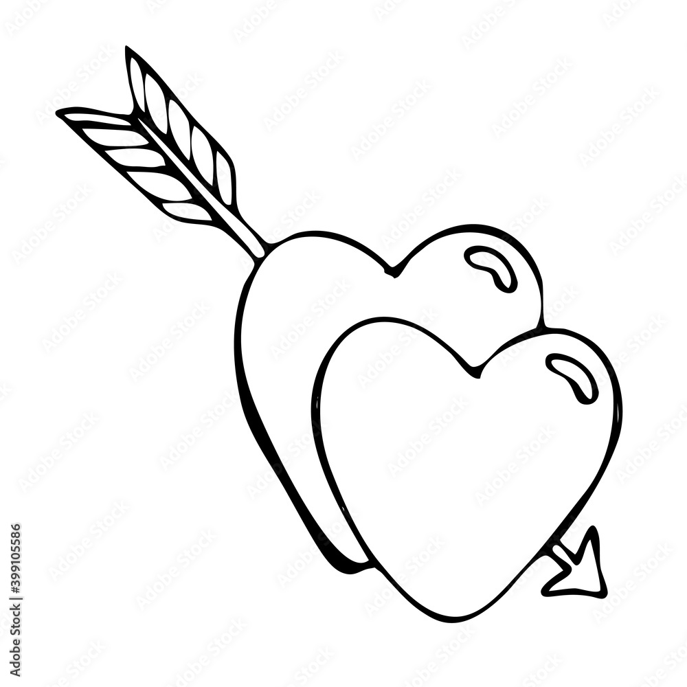 Heart. Vector illustration black and white illustration.