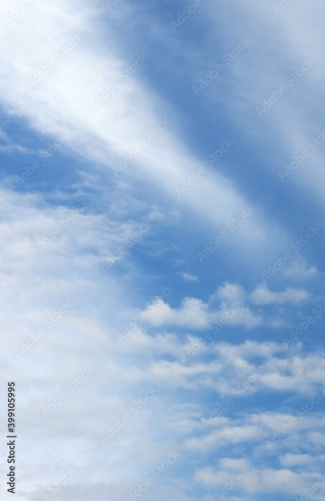 blue sky background with fluffy white clouds. Beautiful landscape. Poster