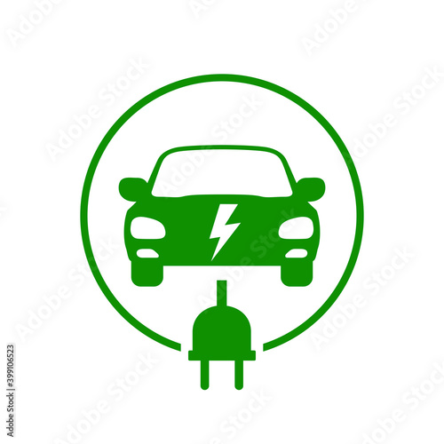 Electric car icon. Electrical ev charging station symbol. Electric vehicle charging station road sign – stock vector
