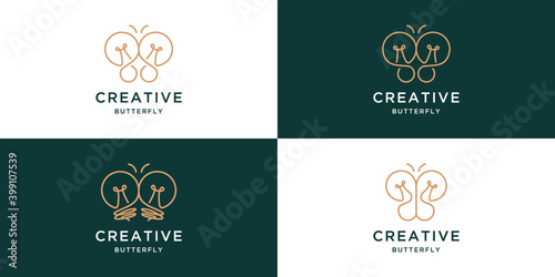 Idea butterfly logo collection. combination butterfly and bulb design
