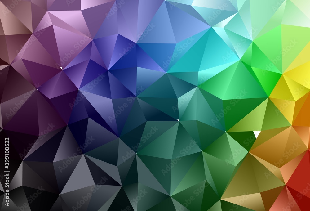 Fototapeta premium Dark Multicolor, Rainbow vector low poly cover.