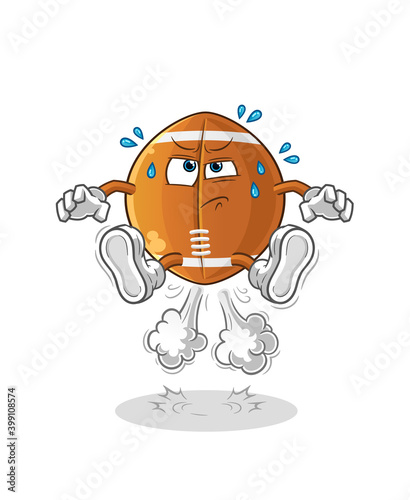  rugby ball fart jumping illustration. character vector