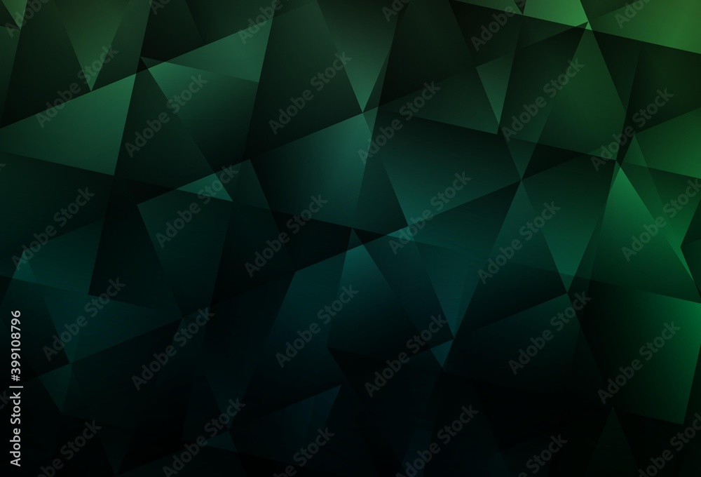 Fototapeta premium Dark Green vector triangle mosaic texture.