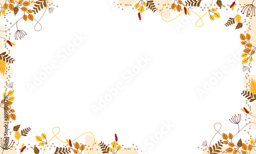 borde otoño con hojas. Acción de gracias. Hojas de otoño rojas, amarillas y naranjas con espacio para texto. Marco de follaje de otoño para texto. Ilustración vectorial editable