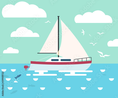 Sailing yacht illustration