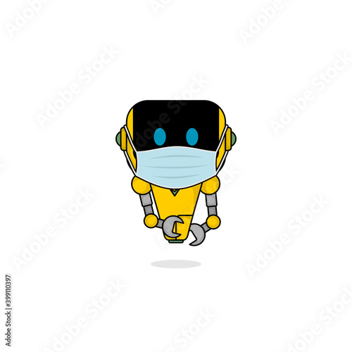 Mascot design with Masked Robot vector illustration.