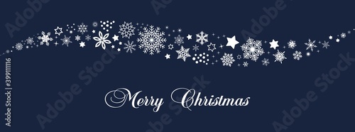 Weihnachten vektor, gewellt mit Schneeflocken und Sterne in weiss. Merry Christmas Grüße.