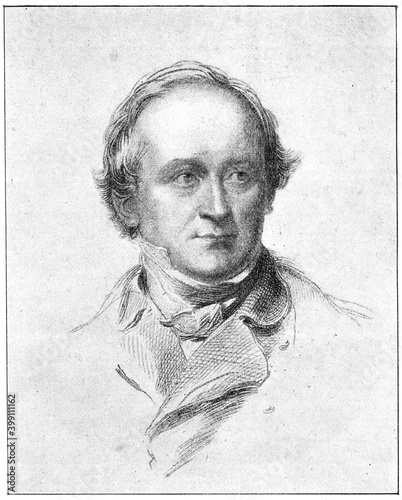 Portrait of Robert Wilhelm Eberhard Bunsen - a German chemist. Illustration of the 19th century. Germany. White background.