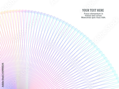 Abstract spiral rainbow design element on white background of twist lines