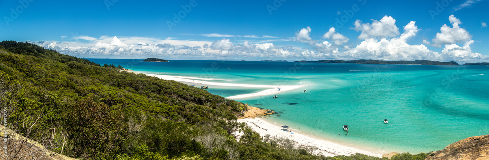 Panoramic of whitehaven beach in Australia
