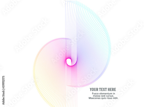 Abstract spiral rainbow design element on white background of twist lines