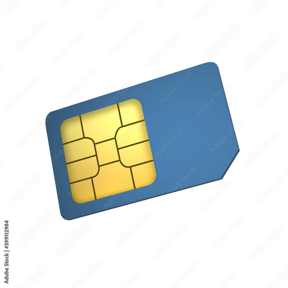 3D blue mobile phone sim card chip 3D blue mobile phone sim card chip