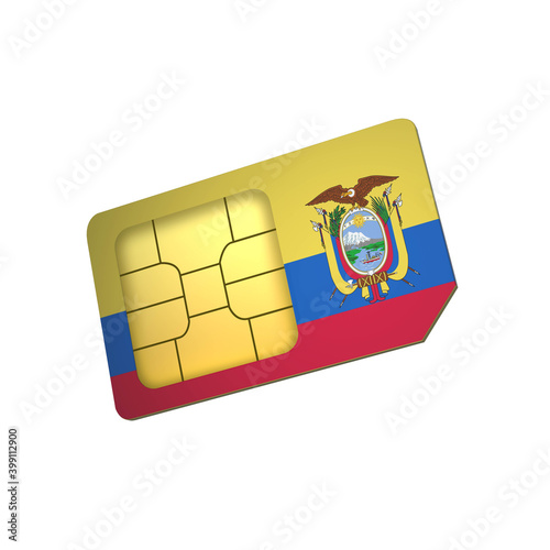 SIM Card with Flag of Ecuador A concept of Ecuador Mobile Operator