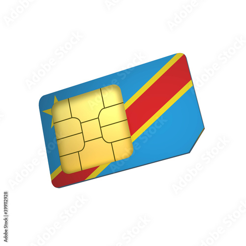 SIM Card with Flag of Congo democratic A concept of Congo democratic Mobile Operator photo