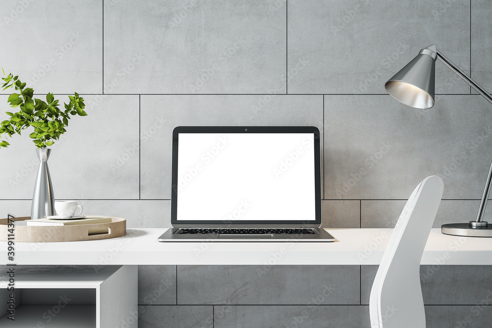 Obraz premium Close up of white notebook screen