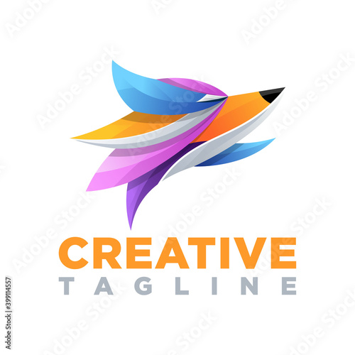 Fox head logo, awesome design and colorful style . ready to print