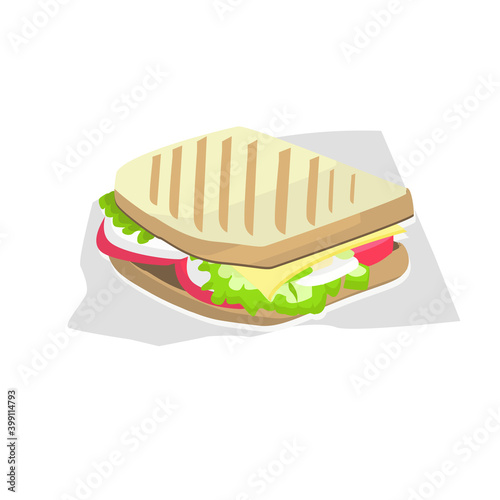 veggie sandwich on isolated background