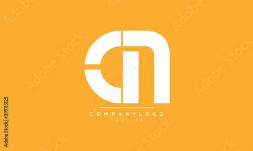 Abstract Letter C and N Linked Logo. Flat Vector Logo Design Template