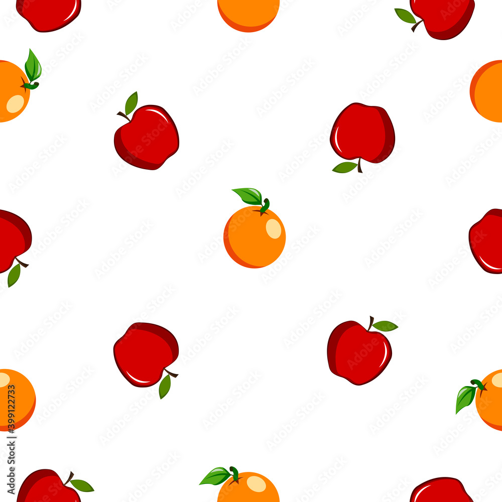 Seamless square pattern of Apple with Orange Piece Healthy fruit design Illustration for tiles texture, Plywood Texture, wall sticker and textile design..