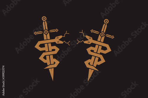 Snake with dagger vector illustration for t-shirt and other uses