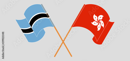 Photography Crossed and waving flags of Botswana and Hong Kong