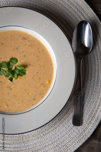 Plakat w ramie Delicious Mexican corn chowder for dinner