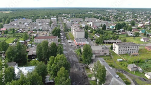 Flying over a Russian village on a drone.